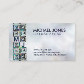 Carte De Visite Clé grecque - Grec méandre Monogramme Abalone Shel (Devant)