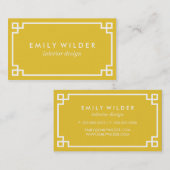 Carte De Visite Clé grecque jaune et blanche chic (Devant / Derrière)