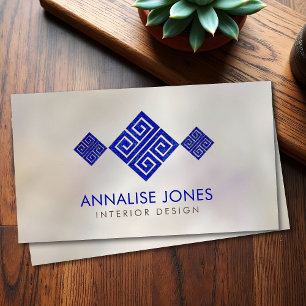 Carte De Visite Clé grecque - méandre grec - lazulite de Lapis sur