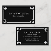 Carte De Visite Clé grecque noire et blanche chic (Devant / Derrière)