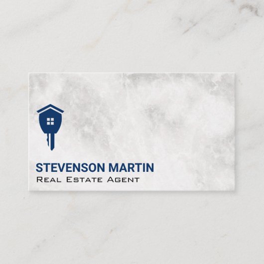 Carte De Visite Clé Immobilier | Arrière - plan en marbre (Devant)