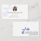 Carte De Visite Clé Logo Moderne Immobilier ou Agent de location B (Devant / Derrière)