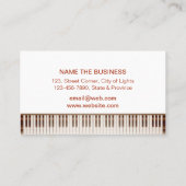 Carte De Visite Clé musicale élégante de clavier de piano de (Dos)