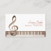 Carte De Visite Clé musicale élégante de clavier de piano de (Devant)