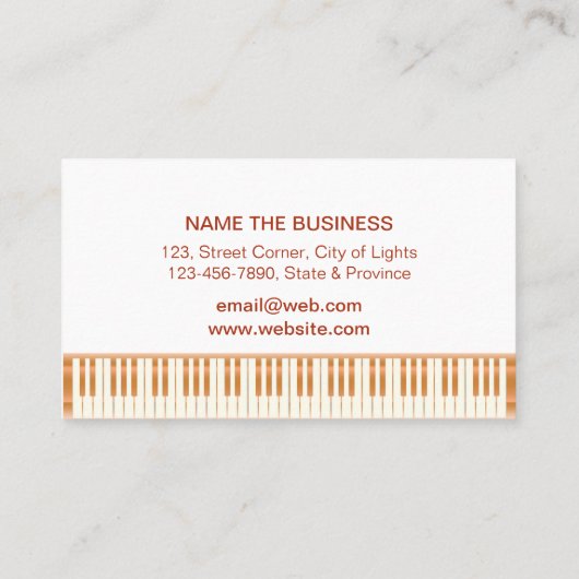 Carte De Visite Clé musicale élégante de clavier de piano de (Dos)