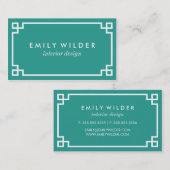 Carte De Visite Clé Turquoise et blanche (Devant / Derrière)