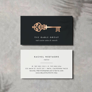 Carte De Visite Clé vintage Cuivre Immobilier