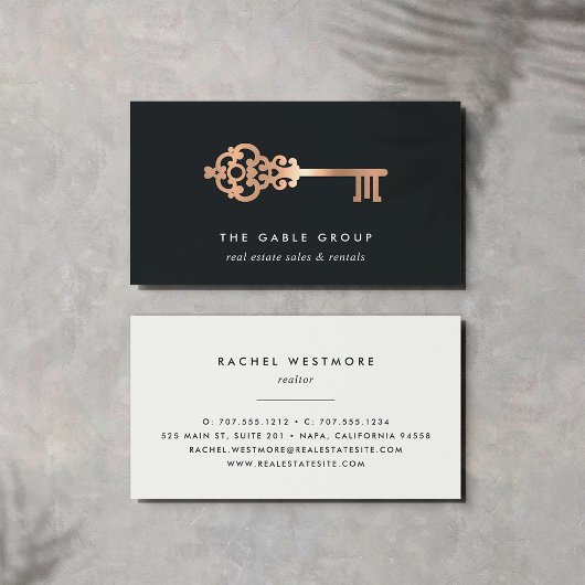 Carte De Visite Clé vintage | Cuivre | Immobilier