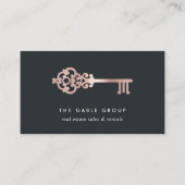 Carte De Visite Clé vintage | ROSE | Immobilier (Devant)