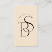 Carte De Visite Clean Black Monogram Initial Script Champagne (Devant)