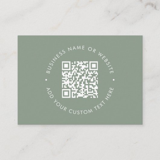 Carte De Visite Clean Simple Sage Green Professional QR Code (Devant)