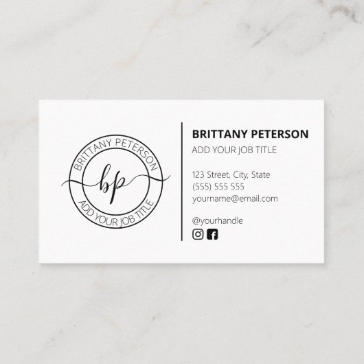 Carte De Visite Clean White Elegant Modern Professional (Dos)