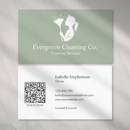 Carte De Visite Cleaner House Cleaning Service Minimal QR Code