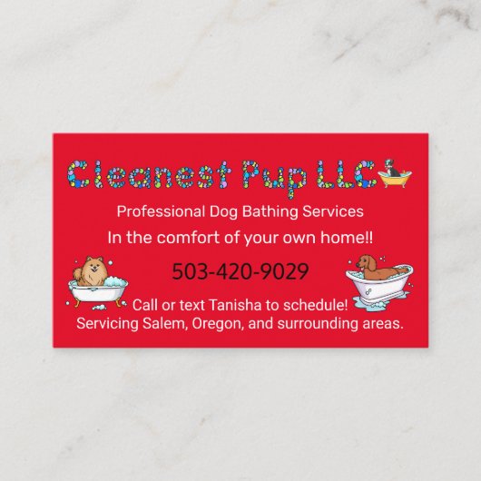 Carte de visite Cleanest Pup LLC (Devant)
