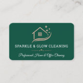Carte De Visite Cleaning Service Green QR Code Professional (Devant)