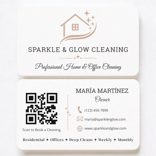 Carte De Visite Cleaning Service House Logo QR Code