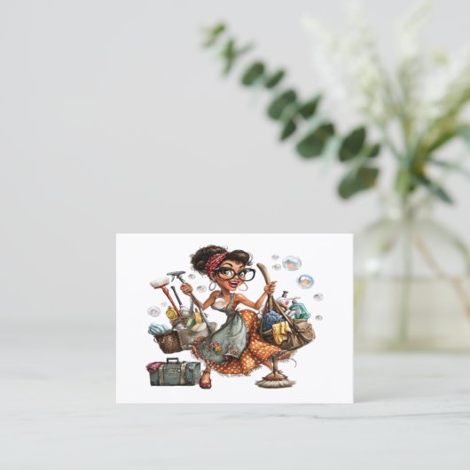 Carte De Visite Cleaning Service Housekeeping  Business Card (Debout devant)