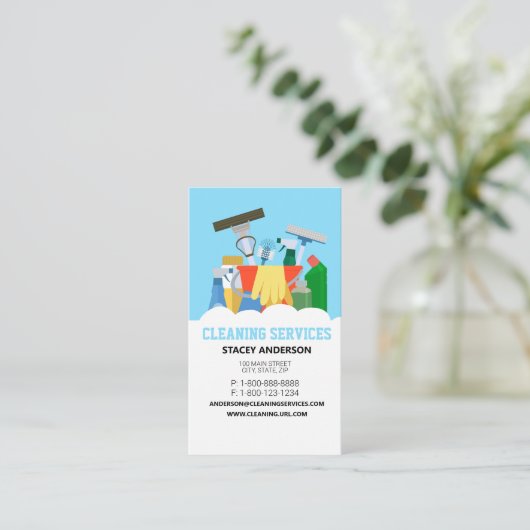 Carte De Visite Cleaning Services (Debout devant)