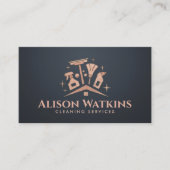 Carte De Visite Cleaning Services - Elegant Rose Gold  (Devant)