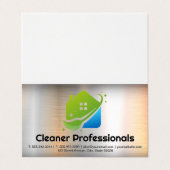 Carte De Visite Cleaning Services House Logo | Metal Background (Extérieur déplié)