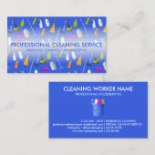 Carte De Visite Cleaning Services Icons Cute blue (Devant / Derrière)