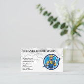 Carte De Visite Cleaning Services | Janitor Holding Mop (Debout devant)
