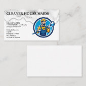 Carte De Visite Cleaning Services | Janitor Holding Mop (Devant / Derrière)