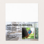 Carte De Visite Cleaning Services Logo | Maid Washing Window (Extérieur déplié)