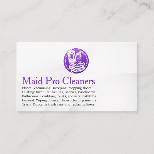 Carte De Visite Cleaning Services Logo | Washing Machine (Devant)