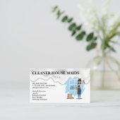 Carte De Visite Cleaning Services | Maid with Broom (Debout devant)