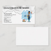 Carte De Visite Cleaning Services | Maid with Broom (Devant / Derrière)