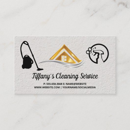 Carte De Visite Cleaning Supplies | Maid Cleaning | House Logo (Devant)