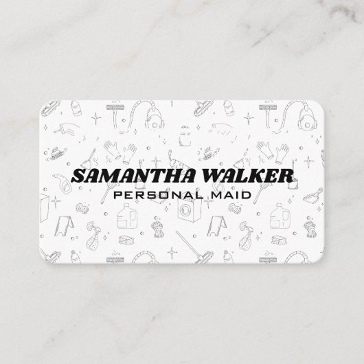 Carte De Visite Cleaning Tools Pattern | Maid Services (Devant)