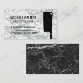 Carte De Visite Cleaver Knife | Arrière - plan en marbre (Devant / Derrière)