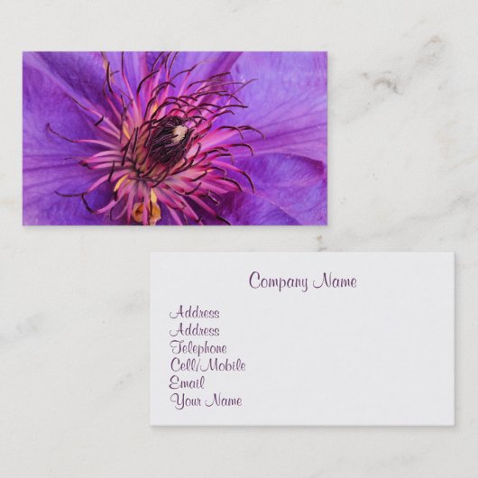 CARTE DE VISITE CLEMATIS (Devant / Derrière)