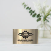 Carte De Visite Clés Auto Tech | Or métallique (Debout devant)