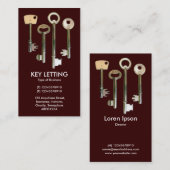 Carte De Visite Clés - Blanc sur Brown foncé (Devant / Derrière)