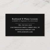 Carte De Visite Clés Clavier, Clavier Professionnel, Pianiste (Dos)
