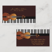 Carte De Visite Clés de piano élégantes et musique de violon (Devant / Derrière)