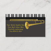 Carte De Visite Clés de piano élégantes et musique Trombone (Dos)