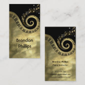 Carte De Visite Clés de piano et notes de musique d'or (Devant / Derrière)