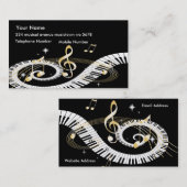 Carte De Visite Clés de piano et notes d'or de musique (Devant / Derrière)