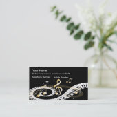 Carte De Visite Clés de piano et notes d'or de musique (Debout devant)