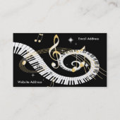Carte De Visite Clés de piano et notes d'or de musique (Dos)