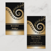 Carte De Visite Clés de piano et notes élégantes de musique (Devant / Derrière)