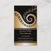 Carte De Visite Clés de piano et notes élégantes de musique (Dos)