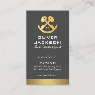 Carte De Visite Clés d'or et logo de la maison Immobilier