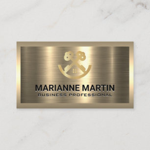 Carte De Visite Clés d'or   Logo immobilier   Metallique