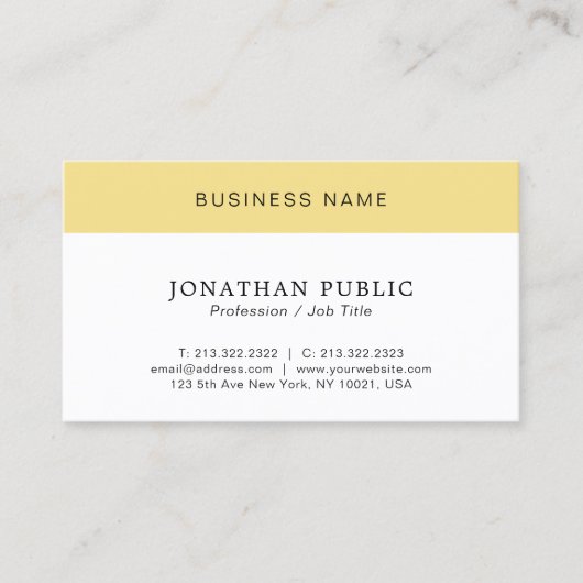 Carte De Visite Client moderne minimal élégant blanc & or (Devant)