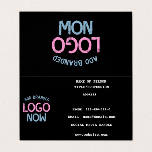 CARTE DE VISITE CLIENT SIMPLE CONTEMPORAIN PROPRE NOIR MODE (Extérieur déplié)